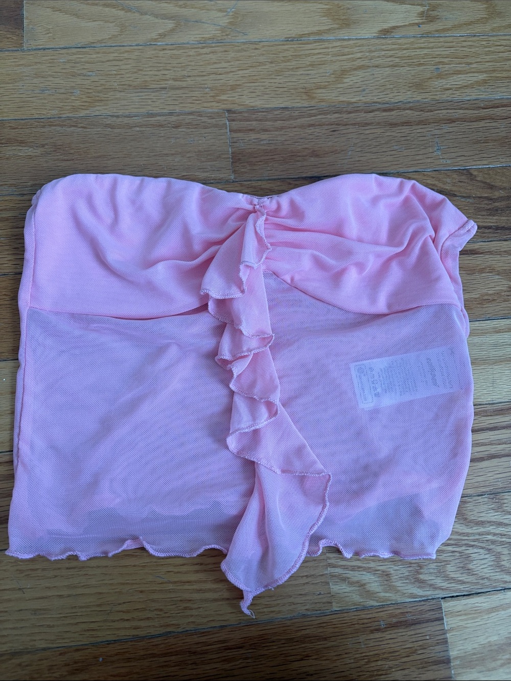 Edikted Light Pink Ruffle Mesh Bandeau